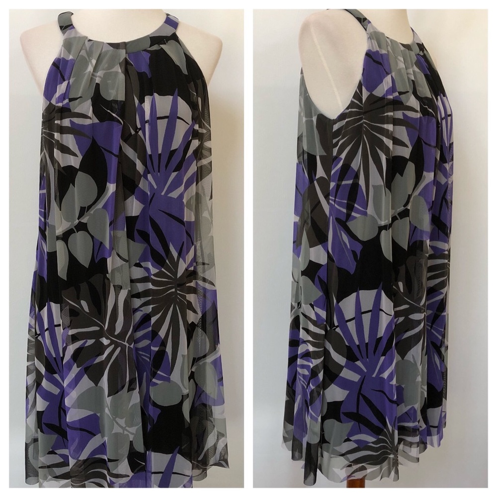 London Times Multicolored Print Halter Dress